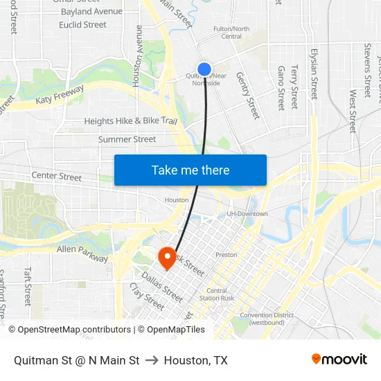 Quitman St @ N Main St to Houston, TX map