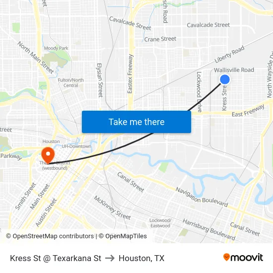 Kress St @ Texarkana St to Houston, TX map