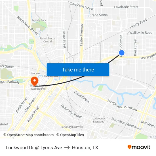 Lockwood Dr @ Lyons Ave to Houston, TX map