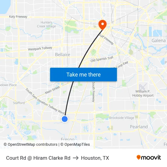 Court Rd @ Hiram Clarke Rd to Houston, TX map