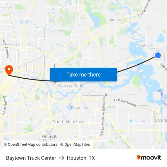 Baytown Truck Center to Houston, TX map