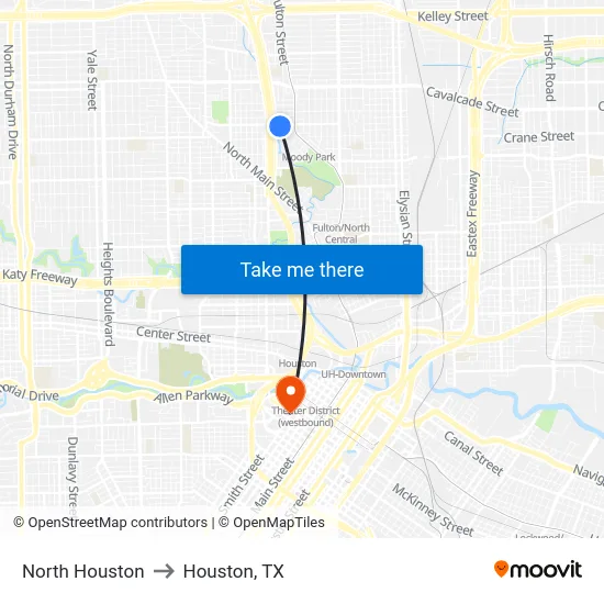 North Houston to Houston, TX map