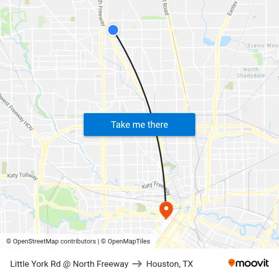 Little York Rd @ North Freeway to Houston, TX map