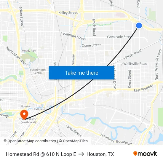 Homestead Rd @ 610 N Loop E to Houston, TX map