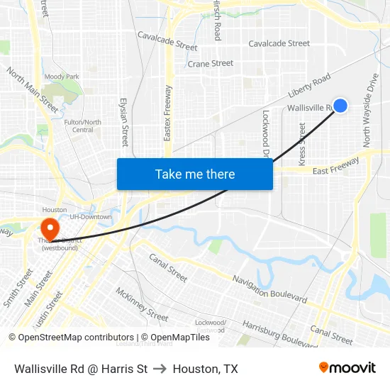 Wallisville Rd @ Harris St to Houston, TX map