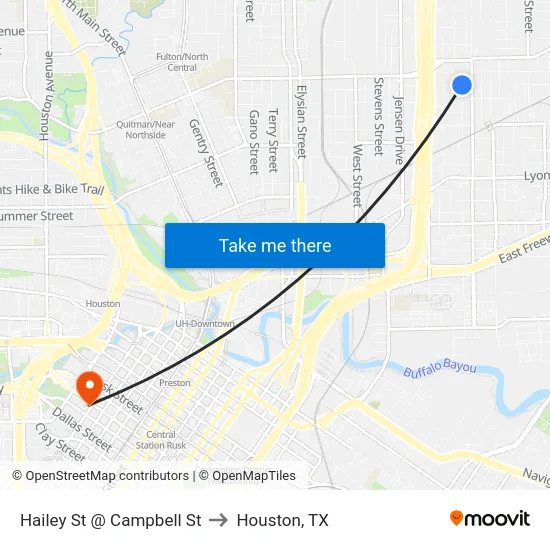 Hailey St @ Campbell St to Houston, TX map