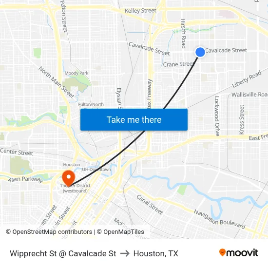 Wipprecht St @ Cavalcade St to Houston, TX map