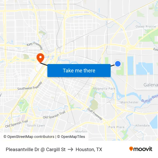 Pleasantville Dr @ Cargill St to Houston, TX map
