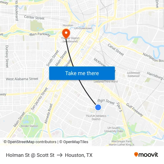 Holman St @ Scott St to Houston, TX map