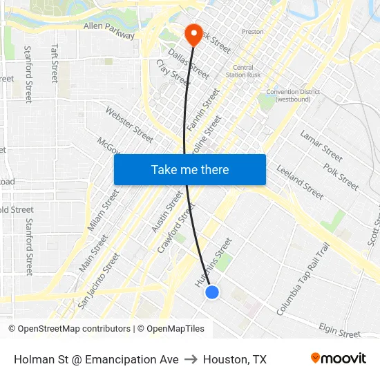 Holman St @ Emancipation Ave to Houston, TX map