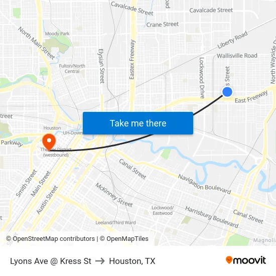 Lyons Ave @ Kress St to Houston, TX map
