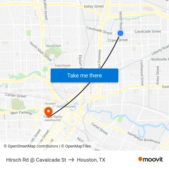 Hirsch Rd @ Cavalcade St to Houston, TX map