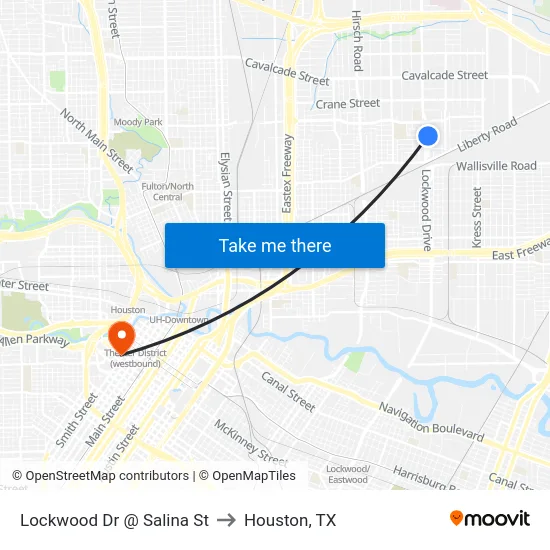 Lockwood Dr @ Salina St to Houston, TX map