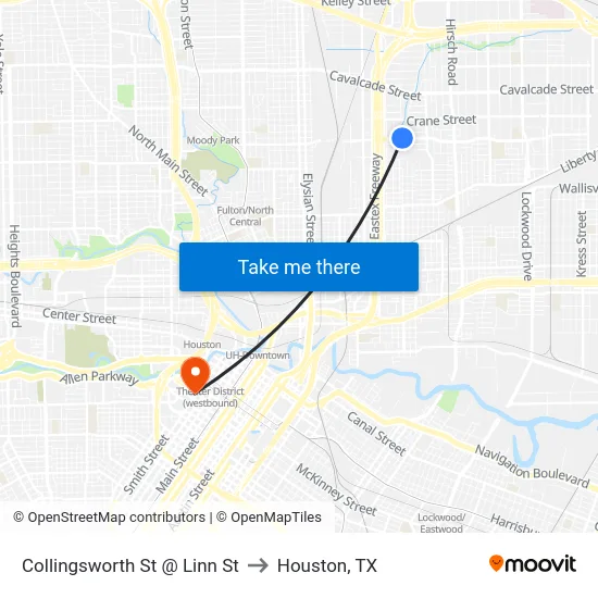 Collingsworth St @ Linn St to Houston, TX map
