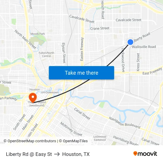 Liberty Rd @ Easy St to Houston, TX map