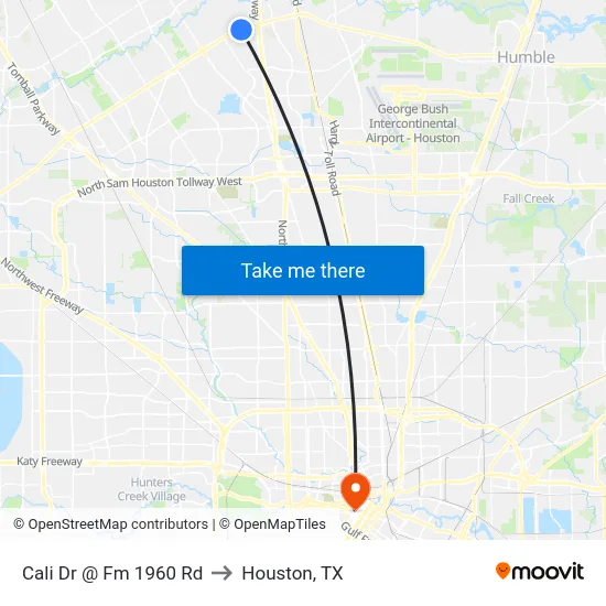 Cali Dr @ Fm 1960 Rd to Houston, TX map