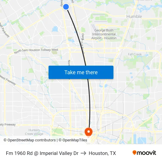 Fm 1960 Rd @ Imperial Valley Dr to Houston, TX map