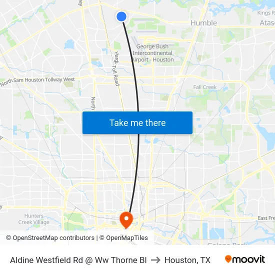 Aldine Westfield Rd @ Ww  Thorne Bl to Houston, TX map