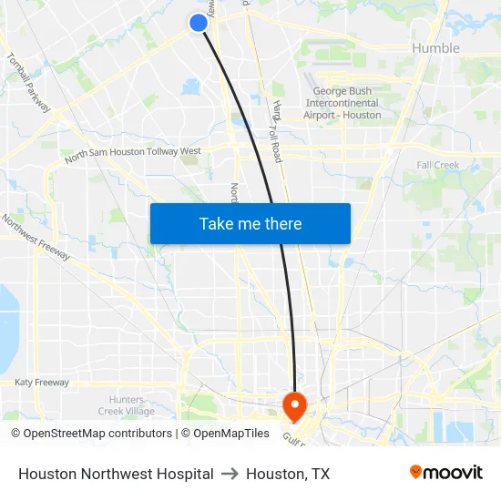 Houston Northwest Hospital to Houston, TX map
