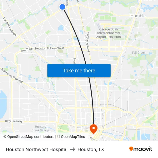 Houston Northwest Hospital to Houston, TX map