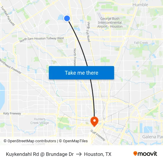 Kuykendahl Rd @ Brundage Dr to Houston, TX map