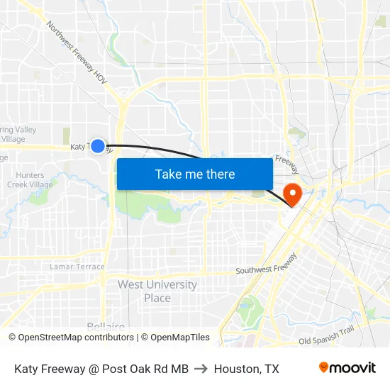 Katy Freeway @ Post Oak Rd MB to Houston, TX map