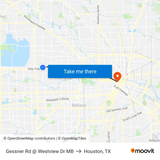 Gessner Rd @ Westview Dr MB to Houston, TX map