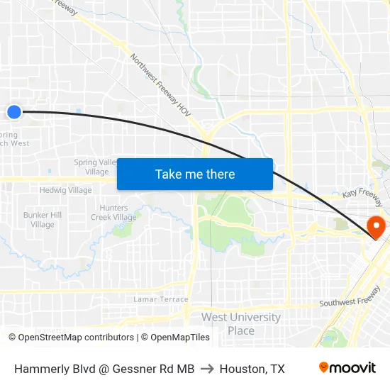 Hammerly Blvd @ Gessner Rd MB to Houston, TX map