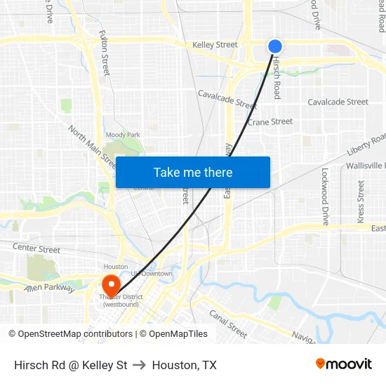 Hirsch Rd @ Kelley St to Houston, TX map