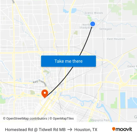 Homestead Rd @ Tidwell Rd MB to Houston, TX map