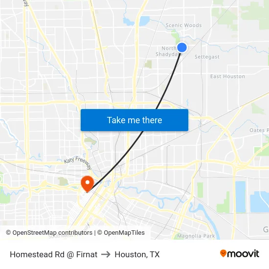 Homestead Rd @ Firnat to Houston, TX map