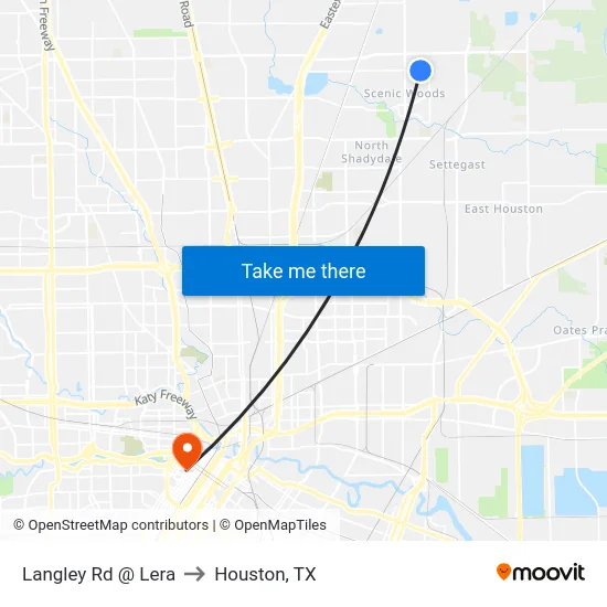 Langley Rd @ Lera to Houston, TX map