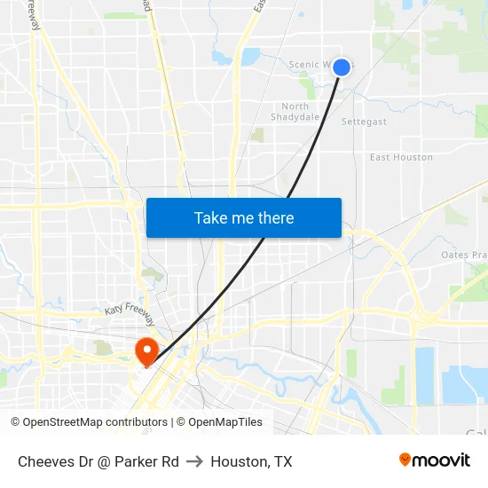 Cheeves Dr @ Parker Rd to Houston, TX map