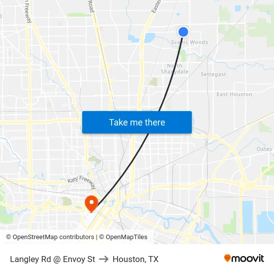 Langley Rd @ Envoy St to Houston, TX map