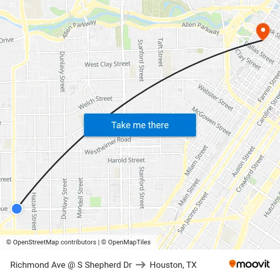 Richmond Ave @ S Shepherd Dr to Houston, TX map