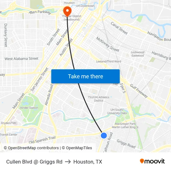 Cullen Blvd @ Griggs Rd to Houston, TX map