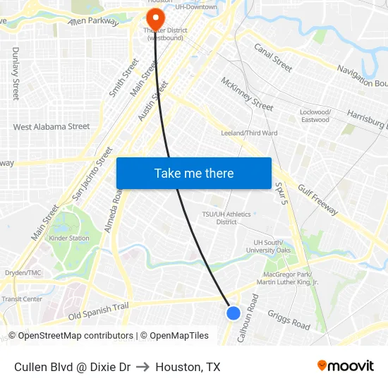 Cullen Blvd @ Dixie Dr to Houston, TX map