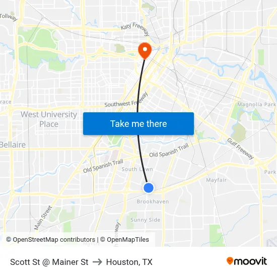 Scott St @ Mainer St to Houston, TX map