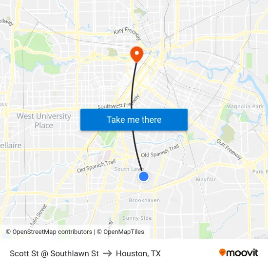 Scott St @ Southlawn St to Houston, TX map