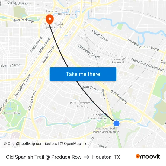 Old Spanish Trail @ Produce Row to Houston, TX map
