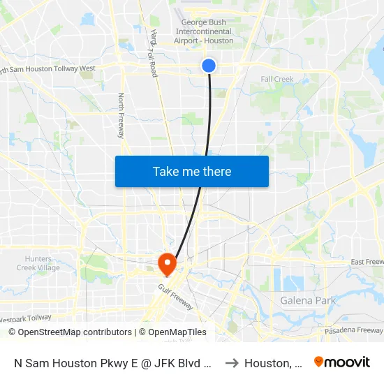 N Sam Houston Pkwy E @ JFK Blvd MB to Houston, TX map
