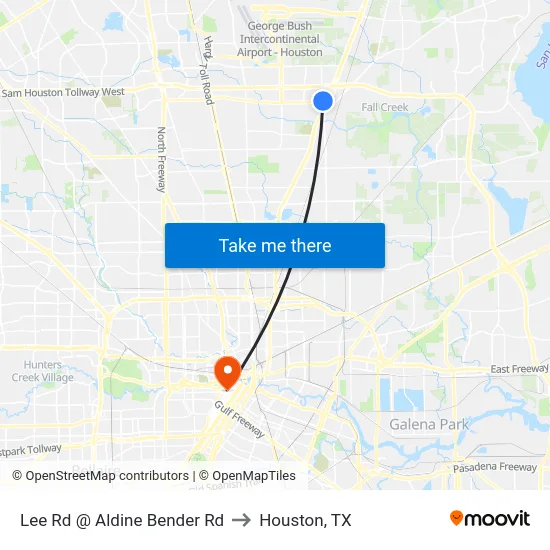 Lee Rd @ Aldine Bender Rd to Houston, TX map