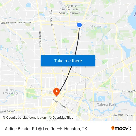 Aldine Bender Rd @ Lee Rd to Houston, TX map