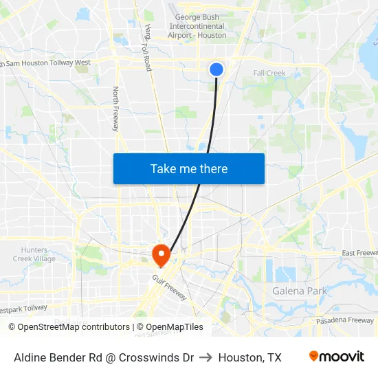 Aldine Bender Rd @ Crosswinds Dr to Houston, TX map