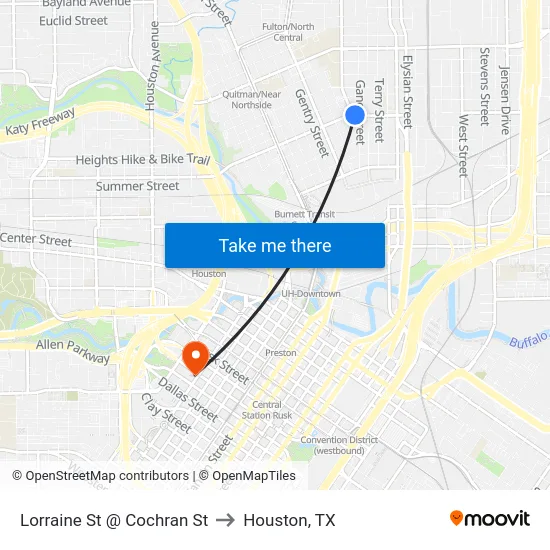 Lorraine St @ Cochran St to Houston, TX map