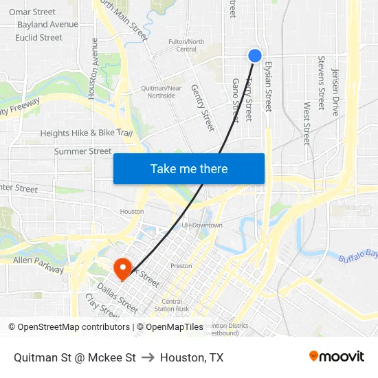Quitman St @ Mckee St to Houston, TX map