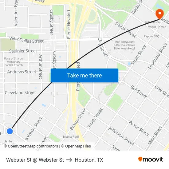 Webster St @ Webster St to Houston, TX map