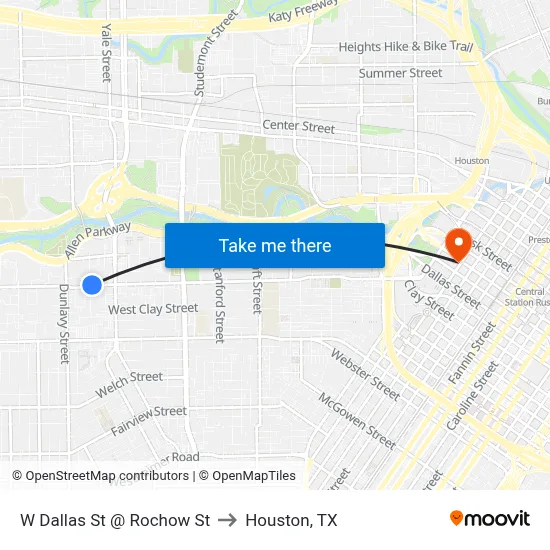 W Dallas St @ Rochow St to Houston, TX map