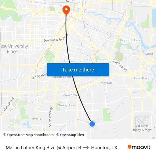 Martin Luther King Blvd @ Airport B to Houston, TX map