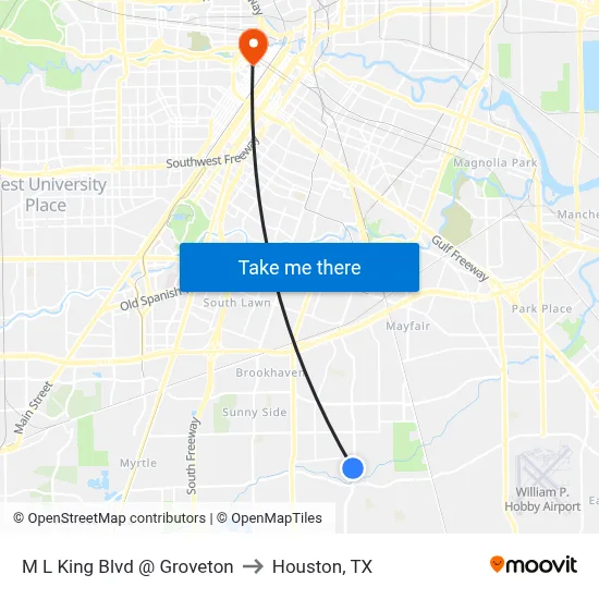 M L King Blvd @ Groveton to Houston, TX map